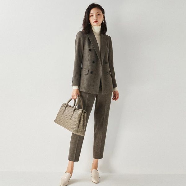 women's two piece pants gray plaid double breasted blazer women business suit office attire casual work suits ladies 2 set harem fall c, White
women's two piece pants gray plaid double breasted blazer women business suit office attire casual work suits ladies 2 set harem fall c, White
