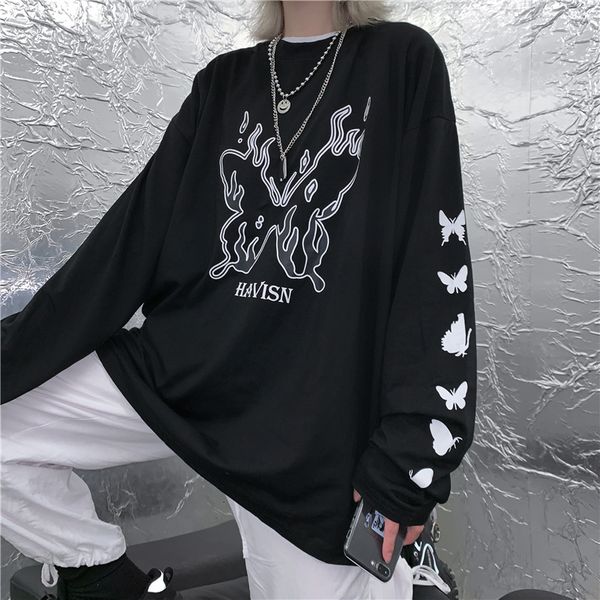 women hoodie spring and autumn korean harajuku style retro printing loose bf bottoming shirt thin black trend
women hoodie spring and autumn korean harajuku style retro printing loose bf bottoming shirt thin black trend