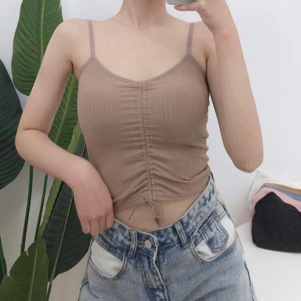 women's tanks & camis women 2021 spring autumn drawstring vest padded female camisole solid strap casual sleeveless mujer s288, White
women's tanks & camis women 2021 spring autumn drawstring vest padded female camisole solid strap casual sleeveless mujer s288, White