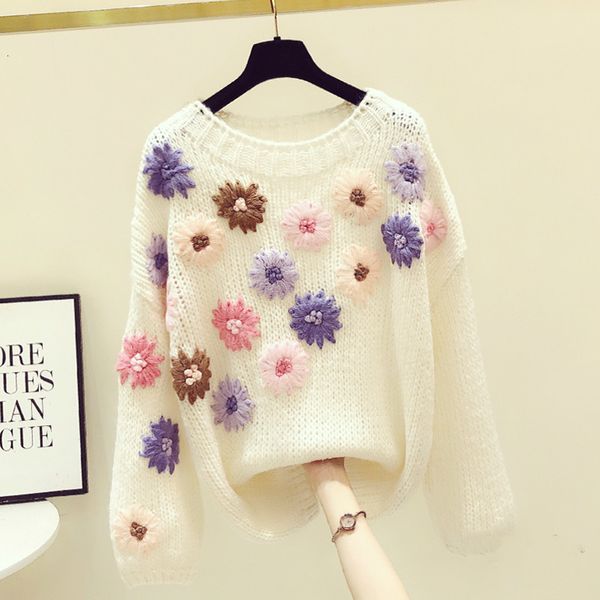 2021 autumn long sleeve new fashionable women's clothes heavy hook embroidered flower loose sweater mesh 71ez, White;black
2021 autumn long sleeve new fashionable women's clothes heavy hook embroidered flower loose sweater mesh 71ez, White;black