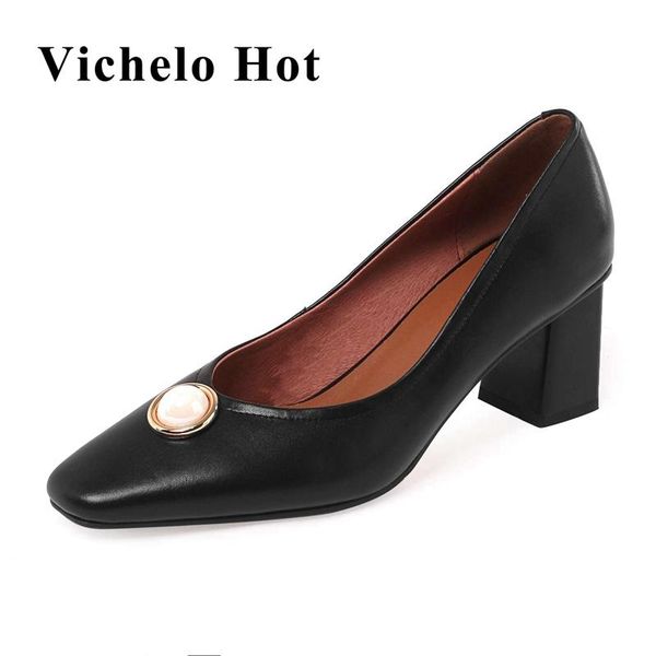 dress shoes vichelo limited customization genuine leather square toe shallow high heels pearl decoration slip on women pumps l55, Black
dress shoes vichelo limited customization genuine leather square toe shallow high heels pearl decoration slip on women pumps l55, Black