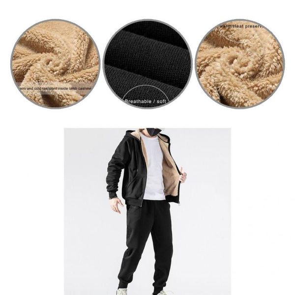 jogging clothing simple 2 pcs/set great elastic cuff men hoodie suit thick winter tracksuits solid color for outdoor, Black;red 
jogging clothing simple 2 pcs/set great elastic cuff men hoodie suit thick winter tracksuits solid color for outdoor, Black;red