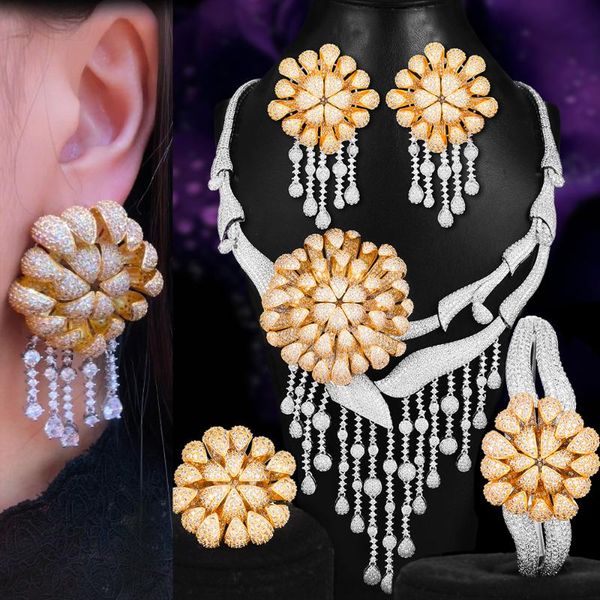 earrings & necklace missvikki luxury big flower tassel bracelet ring 4pcs jewelry set women brides wedding jewellery high quality, Silver
earrings & necklace missvikki luxury big flower tassel bracelet ring 4pcs jewelry set women brides wedding jewellery high quality, Silver