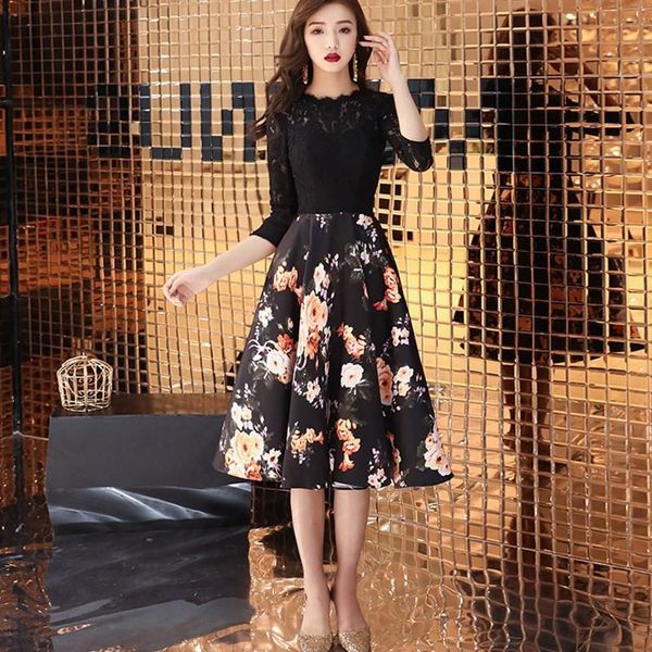 casual dresses black flower print vintage pleated office lady elegant o-neck formal party dress sweet bow trim exquisite banquet gown, Black;gray
casual dresses black flower print vintage pleated office lady elegant o-neck formal party dress sweet bow trim exquisite banquet gown, Black;gray