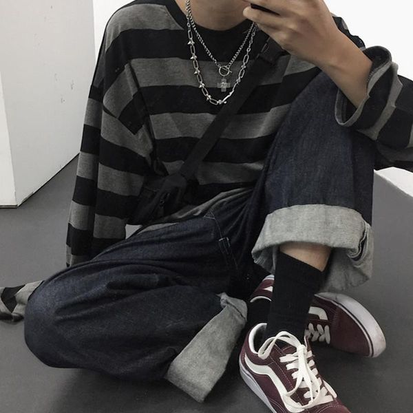 men's t-shirts harajuku oversized high street striped t-shirt long sleeve retro wild fashion and women's clothes japanese, White;black
men's t-shirts harajuku oversized high street striped t-shirt long sleeve retro wild fashion and women's clothes japanese, White;black
