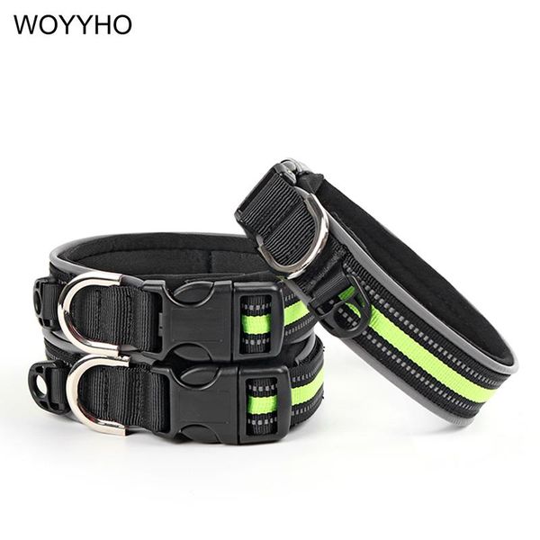 nylon reflective pet dog collars with id tag hanging hole adjustable green stripe safety night glowing collar for dogs
nylon reflective pet dog collars with id tag hanging hole adjustable green stripe safety night glowing collar for dogs
