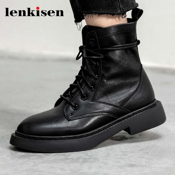 boots lenkisen genuine leather handmade round toe med heel winter shoes keep warm young lady daily wear ankle l2f8, Black
boots lenkisen genuine leather handmade round toe med heel winter shoes keep warm young lady daily wear ankle l2f8, Black