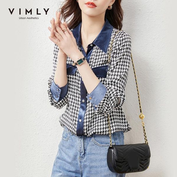 women's blouses & shirts vimly spring women vintage houndstooth button up shirt office lady blusas retro splice blouse clothes female, White
women's blouses & shirts vimly spring women vintage houndstooth button up shirt office lady blusas retro splice blouse clothes female, White