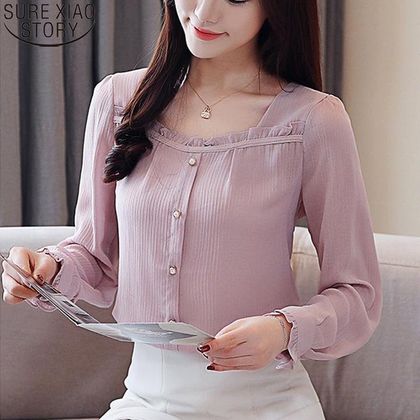 women's blouses & shirts sweet square collar 2021 korean fashion women long sleeve chiffon autumn blusas mujer clothes 15629, White
women's blouses & shirts sweet square collar 2021 korean fashion women long sleeve chiffon autumn blusas mujer clothes 15629, White
