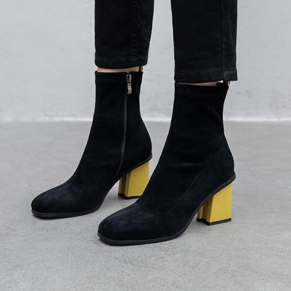 2021 New Spring Autumn Fashion Yellow Heel Women Ankle Boots Pointed Toe Slip-On Slides Ladies Sock Boots Bootties Women Boots, Black
2021 New Spring Autumn Fashion Yellow Heel Women Ankle Boots Pointed Toe Slip-On Slides Ladies Sock Boots Bootties Women Boots, Black