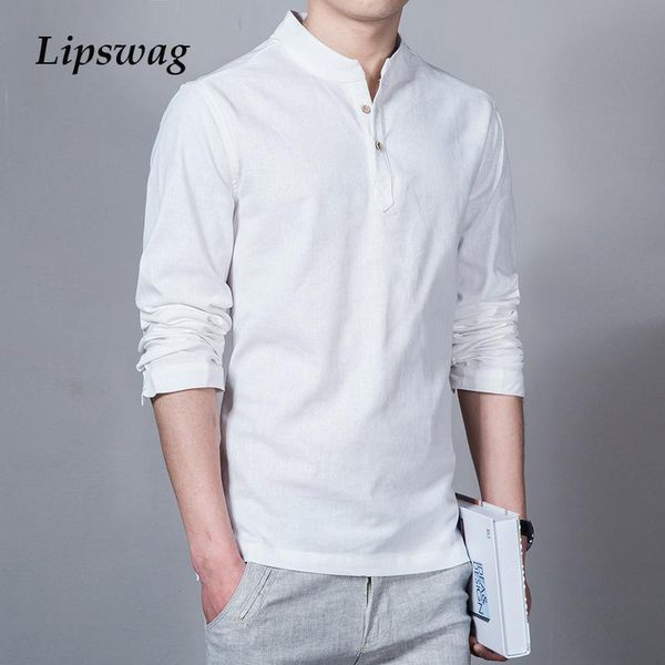 men's casual shirts spring summer cotton linen men fashion solid color buttons stand collar pullover male long sleeve slim shirt, White;black
men's casual shirts spring summer cotton linen men fashion solid color buttons stand collar pullover male long sleeve slim shirt, White;black