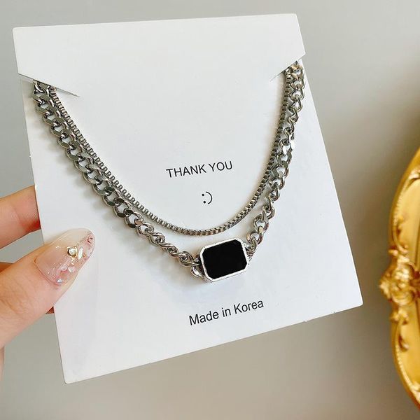 pendant necklaces trend blackstone multi layer for female black gold tone dainty sweater chain geometric simple jewelry prom accessories, Silver
pendant necklaces trend blackstone multi layer for female black gold tone dainty sweater chain geometric simple jewelry prom accessories, Silver