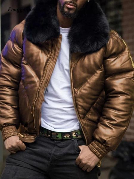 men's jackets autumn and winter jacket casual lapel cotton fur collar pu fashion, Black;brown
men's jackets autumn and winter jacket casual lapel cotton fur collar pu fashion, Black;brown