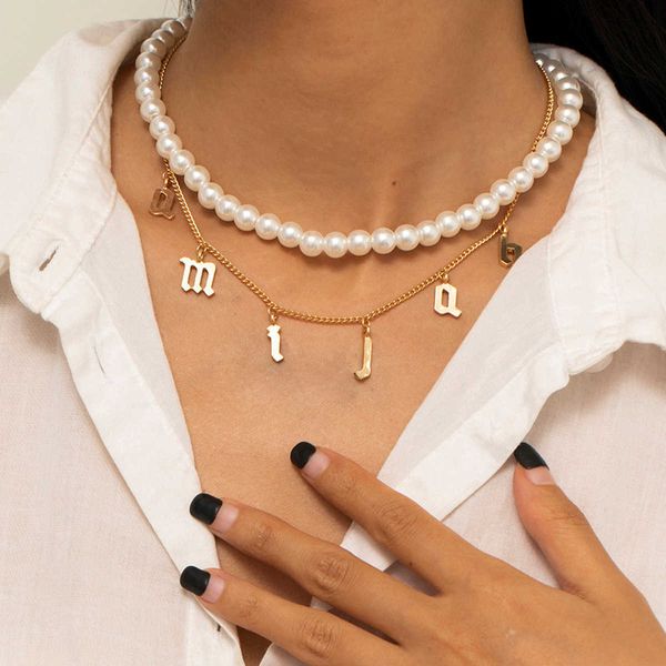 jewelry personality multi layer imitation pearl chain women's simple letter pendant tassel necklace, Silver
jewelry personality multi layer imitation pearl chain women's simple letter pendant tassel necklace, Silver