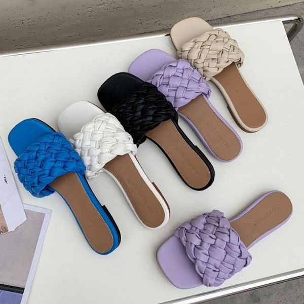 new summer woven slippers women slip on mules slides fashion square toe leather flat casual female beach slippers flip flops, Black
new summer woven slippers women slip on mules slides fashion square toe leather flat casual female beach slippers flip flops, Black