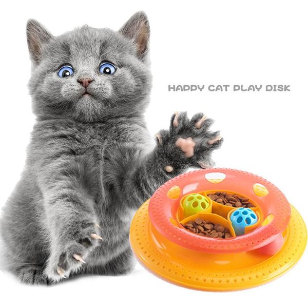 cat toys funny pet intelligence triple play disc toy balls crazy ball disk interactive turntable