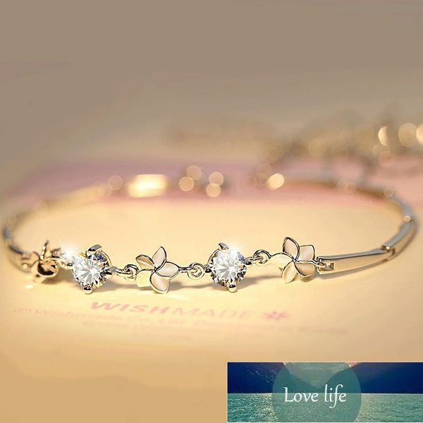 lucky flowers charms bracelet classic crystal bracelets & bangles for women silver color plated jewelry bileklik pulseira gift  factory pric, Golden;silver
lucky flowers charms bracelet classic crystal bracelets & bangles for women silver color plated jewelry bileklik pulseira gift  factory pric, Golden;silver