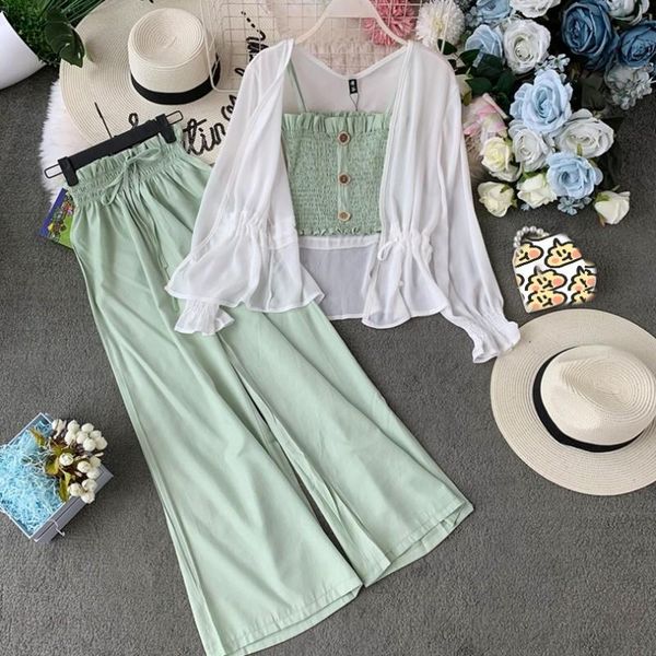 women's tracksuits fashion suit female summer camisole + high waist wide leg pants trousers sunscreen cardigan jacket three-piece 2021, Gray
women's tracksuits fashion suit female summer camisole + high waist wide leg pants trousers sunscreen cardigan jacket three-piece 2021, Gray