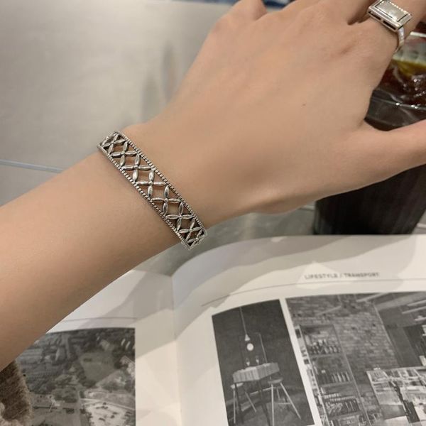 bangle fmily minimalist 925 sterling silver geometric hollow flower bracelet retro fashion temperament jewelry for girlfriend gifts, Black
bangle fmily minimalist 925 sterling silver geometric hollow flower bracelet retro fashion temperament jewelry for girlfriend gifts, Black