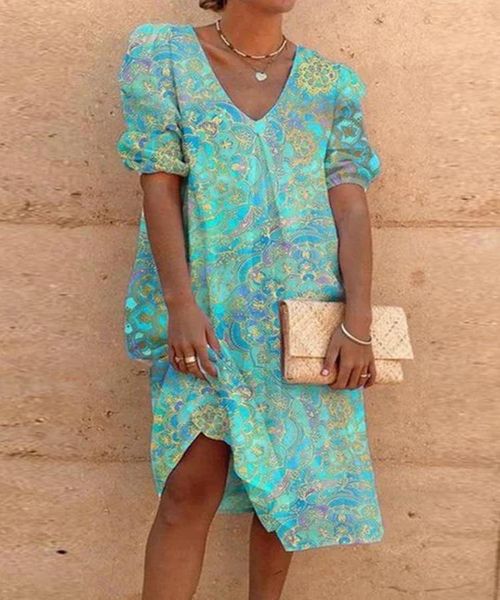 women's wool & blends 2021 summer print pullover v-neck middle sleeve large swing long dress, Black
women's wool & blends 2021 summer print pullover v-neck middle sleeve large swing long dress, Black