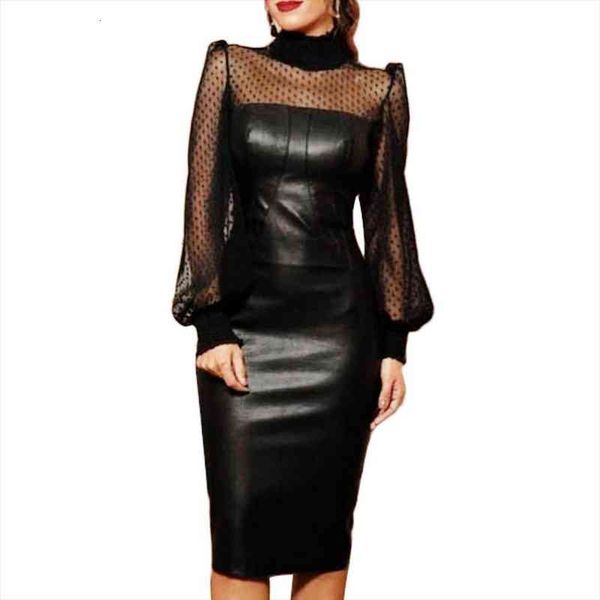 summer turtle neck women dress see through long sleeve faux leather midi woman vestido de mujer, Black;gray
summer turtle neck women dress see through long sleeve faux leather midi woman vestido de mujer, Black;gray