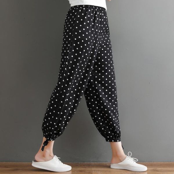 women polka dot wide leg pants leg cross bandage white black loose jogger pants girl street fashion sweat, Black;white
women polka dot wide leg pants leg cross bandage white black loose jogger pants girl street fashion sweat, Black;white