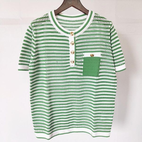 women's t-shirt knitted shirt clothing 2021 summer o-neck short sleeve striped hollow fashion casual, White
women's t-shirt knitted shirt clothing 2021 summer o-neck short sleeve striped hollow fashion casual, White