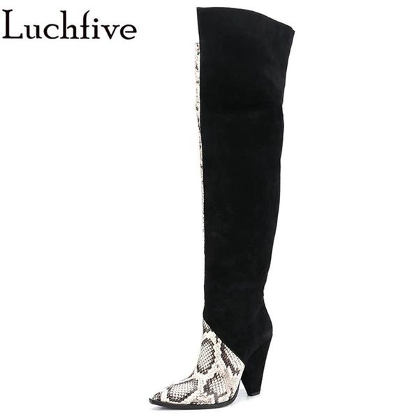 boots thigh high woman suede leather splicing spike heels runway party mujer winter over the knee botas feminina, Black
boots thigh high woman suede leather splicing spike heels runway party mujer winter over the knee botas feminina, Black