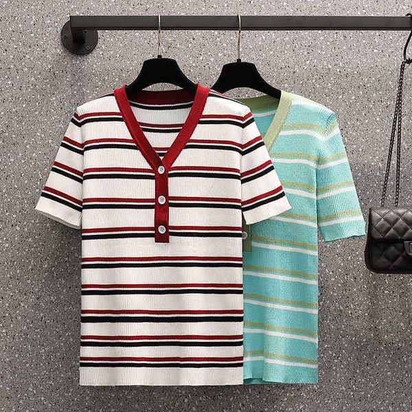 summer short sleeve korean sweater knitted pullover women all-match basic stripe thin pull femme jumper female 210604, White;black
summer short sleeve korean sweater knitted pullover women all-match basic stripe thin pull femme jumper female 210604, White;black