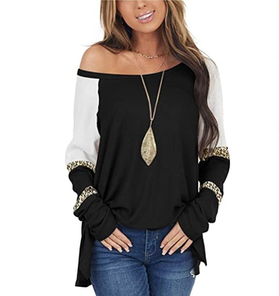 women european and american women's 2021 new leopard multicolor splicing loose long sleeve t-shirt, White
women european and american women's 2021 new leopard multicolor splicing loose long sleeve t-shirt, White