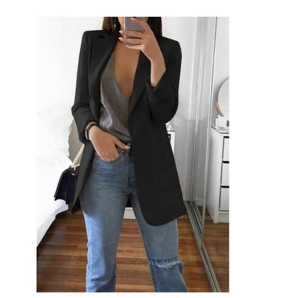 autumn women casual slim blazers jacket fashion trend lady office suit black with pockets business notched mid-length jackets coats suits, White;black
autumn women casual slim blazers jacket fashion trend lady office suit black with pockets business notched mid-length jackets coats suits, White;black
