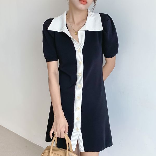 casual dresses korean chic summer hepburn style lapel black and white contrast single-breasted waist knitted dress us8k, Black;gray
casual dresses korean chic summer hepburn style lapel black and white contrast single-breasted waist knitted dress us8k, Black;gray