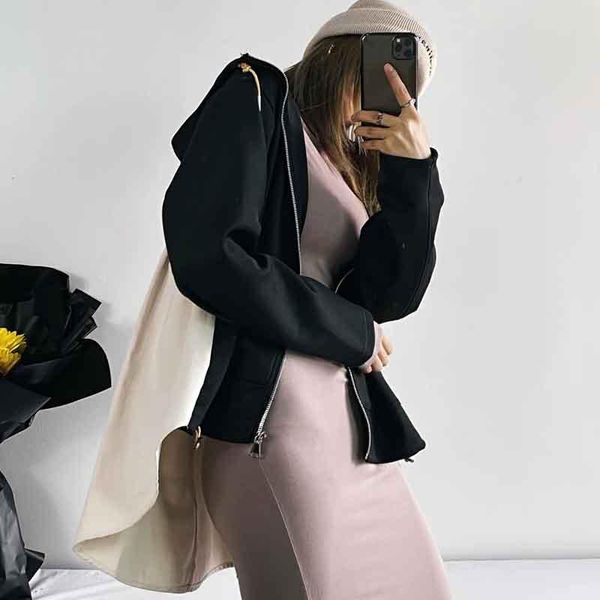 women's hoodies & sweatshirts autumn stylish womens patchwork long sleeve zip up asymmetric oversized casual drawstring jacket with poc, Black
women's hoodies & sweatshirts autumn stylish womens patchwork long sleeve zip up asymmetric oversized casual drawstring jacket with poc, Black