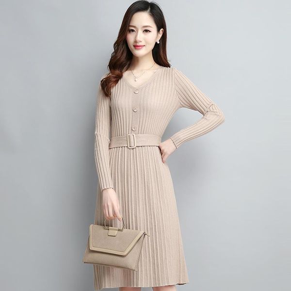 casual dresses elegant v-neck single-breasted women thicken sweater dress 2021 autumn winter knitted belted female a-line soft, Black;gray
casual dresses elegant v-neck single-breasted women thicken sweater dress 2021 autumn winter knitted belted female a-line soft, Black;gray