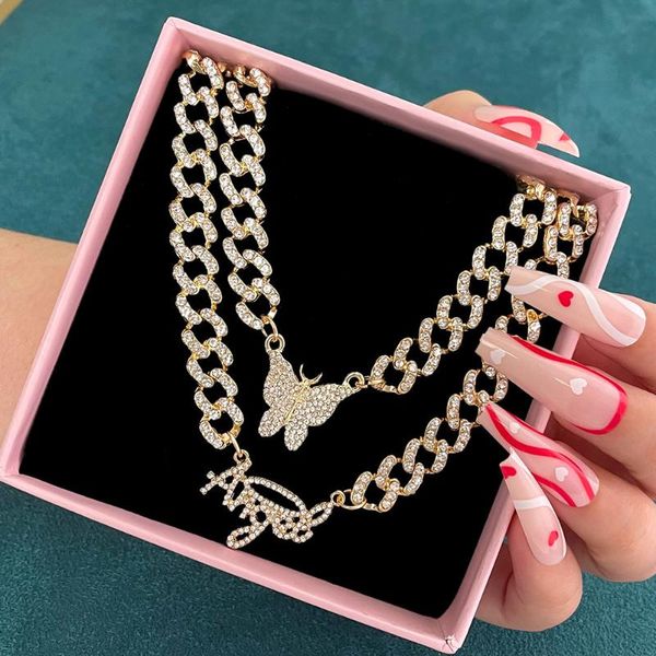 chains flatfoosie 2pcs/set iced out cuban link chain necklace for women bling crystal butterfly angel pendant hip hop jewelry, Silver
chains flatfoosie 2pcs/set iced out cuban link chain necklace for women bling crystal butterfly angel pendant hip hop jewelry, Silver