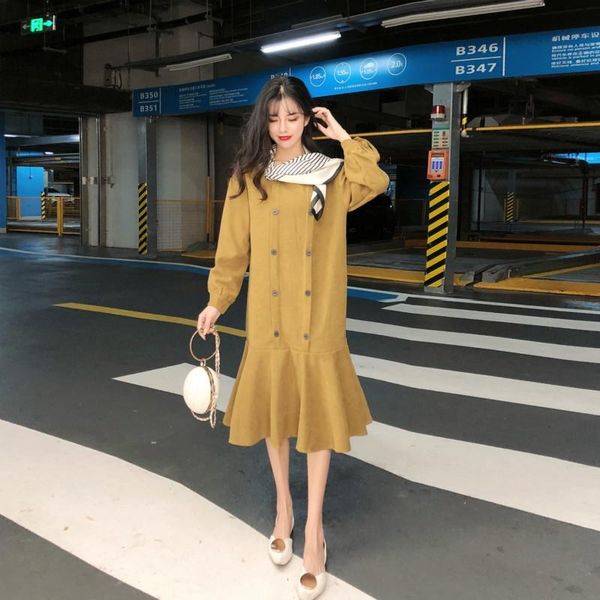 casual dresses 2021 the winter women yellow ruffle dress long sleeve vintage korean fashion elegant ladies party maxi clothes, Black;gray
casual dresses 2021 the winter women yellow ruffle dress long sleeve vintage korean fashion elegant ladies party maxi clothes, Black;gray