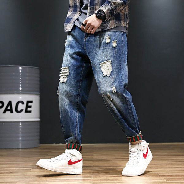 fat guys pants loose plus size trend weight-catcher mens jeans skinny ripped beggar plus-sized size cropped pants, Blue
fat guys pants loose plus size trend weight-catcher mens jeans skinny ripped beggar plus-sized size cropped pants, Blue