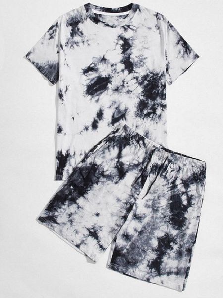 men's tracksuits 2021 summer european code short-sleeved fluorescent tie-dye round neck t-shirt casual suit, Gray
men's tracksuits 2021 summer european code short-sleeved fluorescent tie-dye round neck t-shirt casual suit, Gray