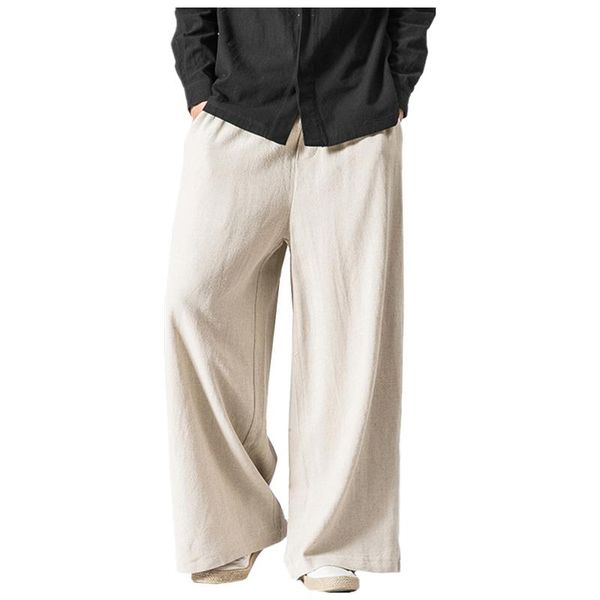 mens wide leg pants vintage casual trouser 2021 autumn new cotton linen elastic waist loose plus size solid color pants 5xl, Black
mens wide leg pants vintage casual trouser 2021 autumn new cotton linen elastic waist loose plus size solid color pants 5xl, Black