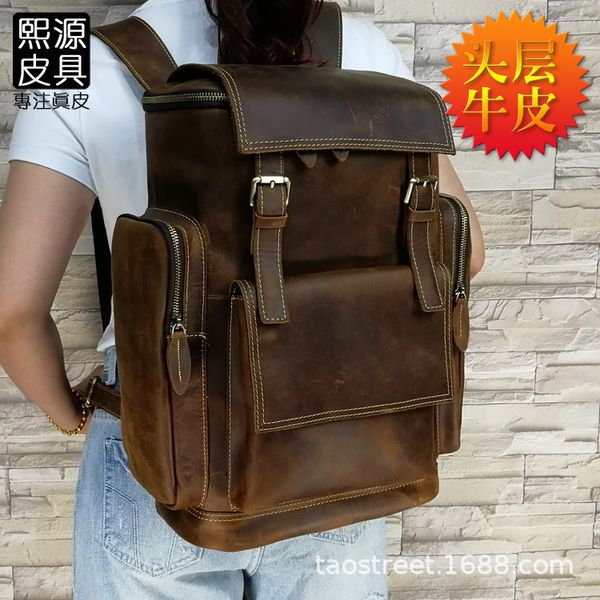 handmade leather double shoulder bag men's bag layer cowhide crazy horse leather large capacity travel backpack
handmade leather double shoulder bag men's bag layer cowhide crazy horse leather large capacity travel backpack