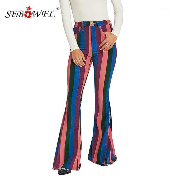 women's pants & capris sebowel 2021 fashion zip up colorful striped flared jeans women casual high waist denim long bell female bottom, Black;white
women's pants & capris sebowel 2021 fashion zip up colorful striped flared jeans women casual high waist denim long bell female bottom, Black;white