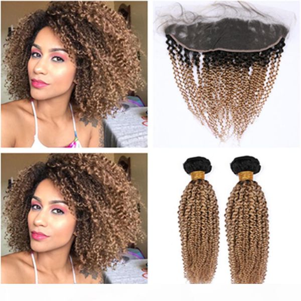 ombre honey blonde kinky curly peruvian human hair 2bundles and frontal closure #1b 27 light brown ombre 13x4 lace frontal with weaves, Black;brown
ombre honey blonde kinky curly peruvian human hair 2bundles and frontal closure #1b 27 light brown ombre 13x4 lace frontal with weaves, Black;brown