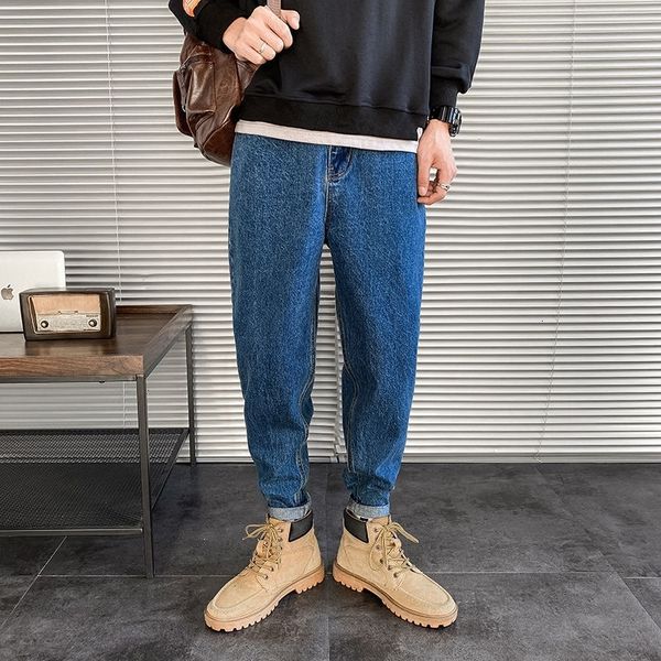 2021 new korean cotton harem men's fashion retro casual biker jeans men streetwear loose hip-hop denim trousers mens s-2xl j52p, Blue 
2021 new korean cotton harem men's fashion retro casual biker jeans men streetwear loose hip-hop denim trousers mens s-2xl j52p, Blue