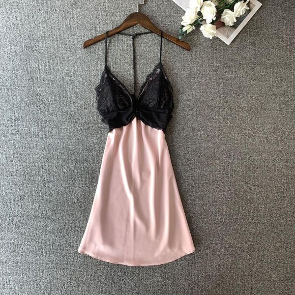 women's sleepwear patchwork lace satin nightgown women short home clothing intimate lingerie nightwear summer homewear spaghetti sling, Black;red
women's sleepwear patchwork lace satin nightgown women short home clothing intimate lingerie nightwear summer homewear spaghetti sling, Black;red
