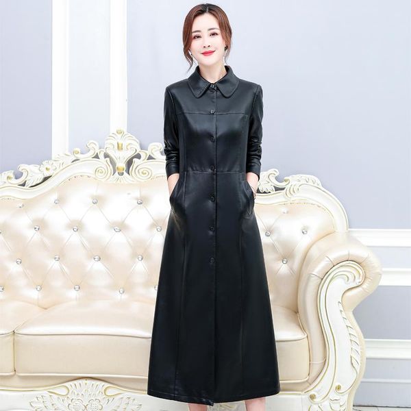 women's leather & faux x-long pu jacket woman 2021 autumn turn-down collar windbreaker single breasted black trench coats
women's leather & faux x-long pu jacket woman 2021 autumn turn-down collar windbreaker single breasted black trench coats