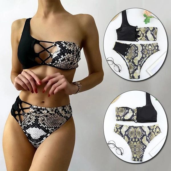 women's swimwear 2021 summer hollow single shoulder strap pattern bikini suit female asymmetry swimsuit beach clothes, White;black
women's swimwear 2021 summer hollow single shoulder strap pattern bikini suit female asymmetry swimsuit beach clothes, White;black
