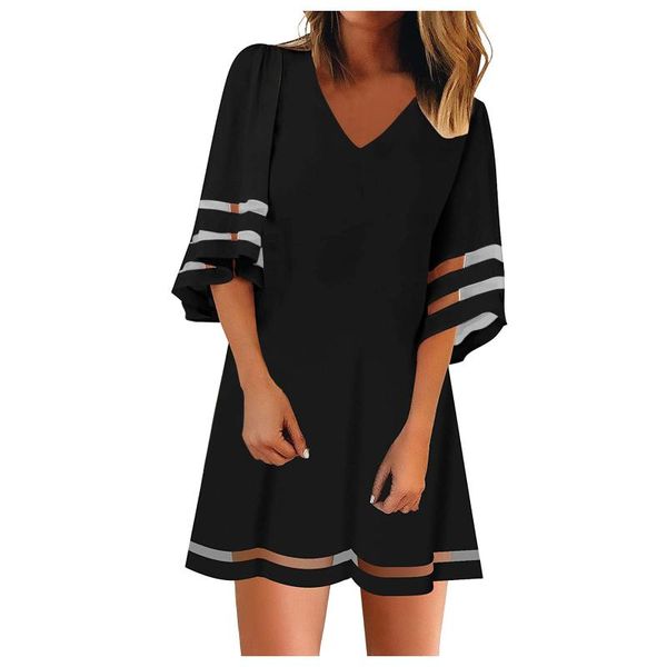 casual dresses for women 2021 crewneck mesh patchwork 3/4 bell sleeve loose a-line tunic dress vestidos de mujer, Black;gray
casual dresses for women 2021 crewneck mesh patchwork 3/4 bell sleeve loose a-line tunic dress vestidos de mujer, Black;gray