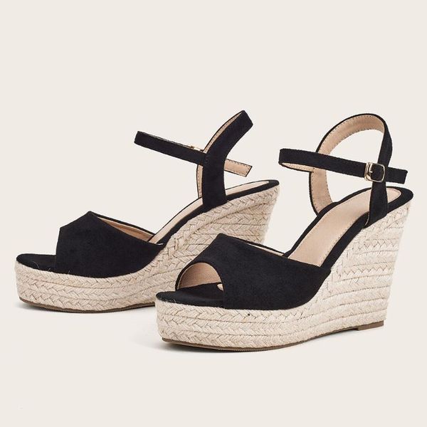 dress shoes lapplaka brand great quality high heels chunky straw platform ankle strap leisure summer wedges sandals, Black
dress shoes lapplaka brand great quality high heels chunky straw platform ankle strap leisure summer wedges sandals, Black