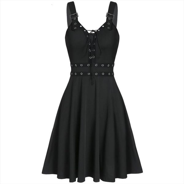 gothic punk sleeveless strap womens dresses sling elegant backless a line party strapless summer for women, Black;gray
gothic punk sleeveless strap womens dresses sling elegant backless a line party strapless summer for women, Black;gray