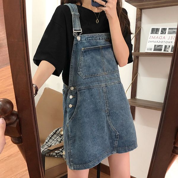 2021 new korean preppy style summer women soild color loose high waist straps denim dess a line jeans womens (78122 fbz1, Black;gray
2021 new korean preppy style summer women soild color loose high waist straps denim dess a line jeans womens (78122 fbz1, Black;gray